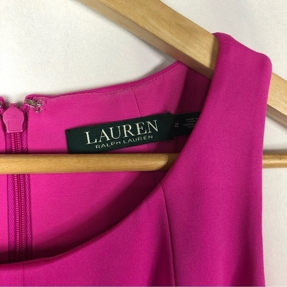 Lauren Ralph Lauren Hot Pink A-Line Knee Length Dress 2 - Picture 4 of 6